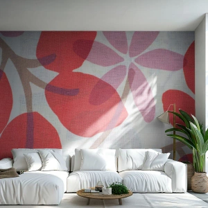 Papier Peint Photo Premium Canvas - Composition florale dans les roses - Bohème, Fleurs, Minimalisme - 200x140 cm