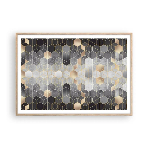 Affiche dans un chêne clair - Poster - Composition de diamants - 100x70 cm