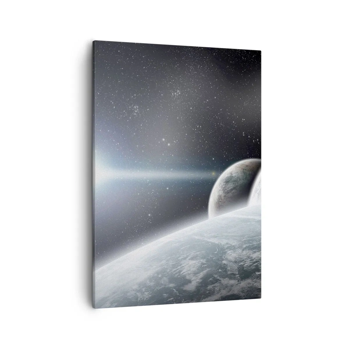 Impression sur toile - Image sur toile - Planètes dans l'espace sur fond d'étoiles et de galaxies - 50x70cm - Musique cosmique des sphères - Décoration murale moderne pour le salon et la chambre ARTTOR