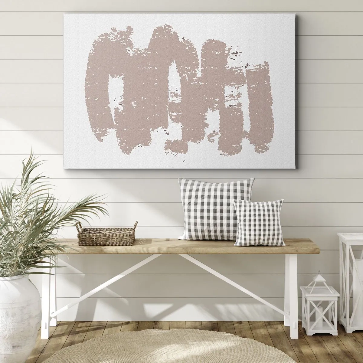 Impression sur toile - Image sur toile - Formes roses douces sur fond clair - 70x50cm - Abstraction en rose tendre - Décoration murale moderne pour le salon et la chambre ARTTOR