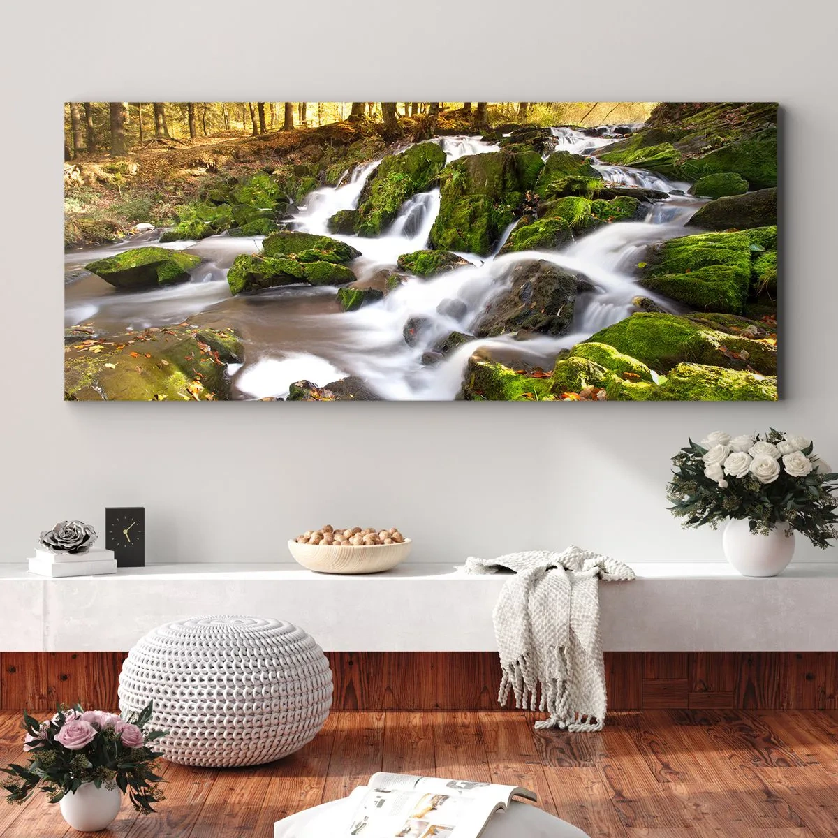 Impression sur toile - Image sur toile - Rapidement à travers la forêt d'automne - 100x40 cm