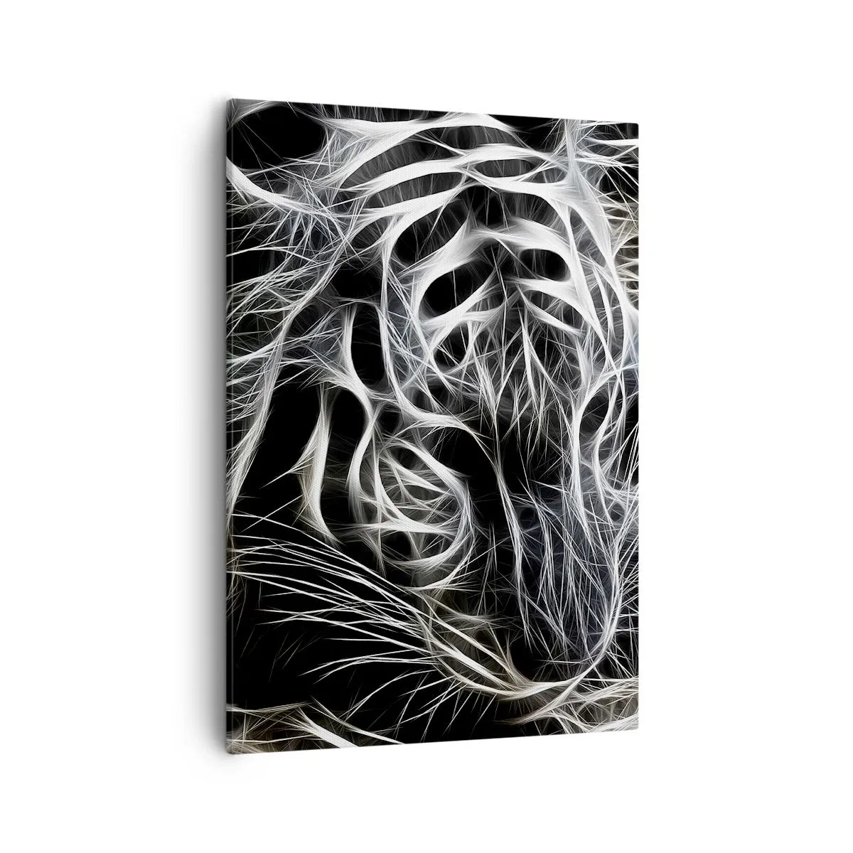 Impression sur toile - Image sur toile - Un motif abstrait représentant la silhouette d'un chat sur fond noir. - 50x70cm - Une étude de la légèreté du chat - Décoration murale moderne pour le salon et la chambre ARTTOR
