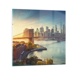 Impression sur verre - Image sur verre - L'aube de la grande ville - 70x70 cm
