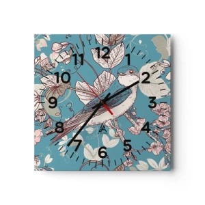 Horloge murale - Pendule murale - Dans le bois blanc du rouge et de l'argent - 40x40 cm
