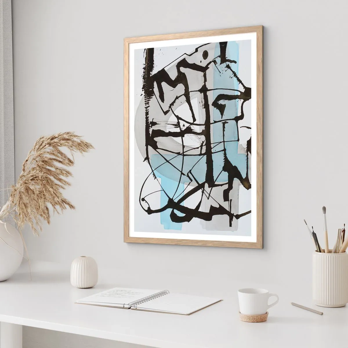 Affiche dans un chêne clair - Poster - Bleu malgré tout - 40x50 cm