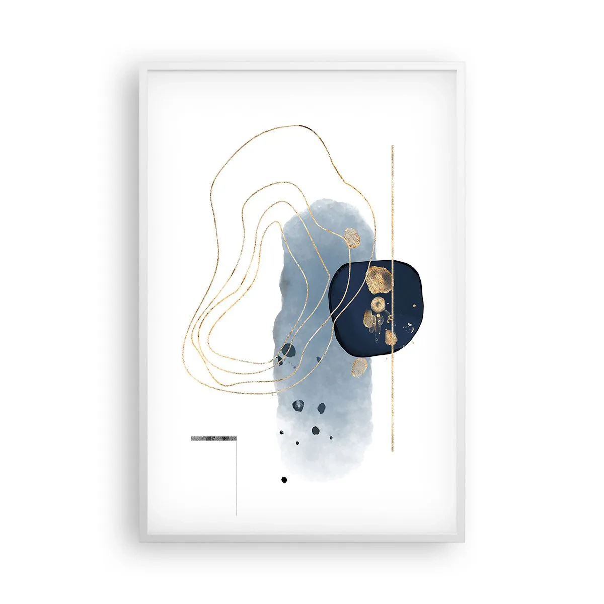 Affiche dans un cadre blanc - Poster - Fantaisie bleu et or - 61x91 cm