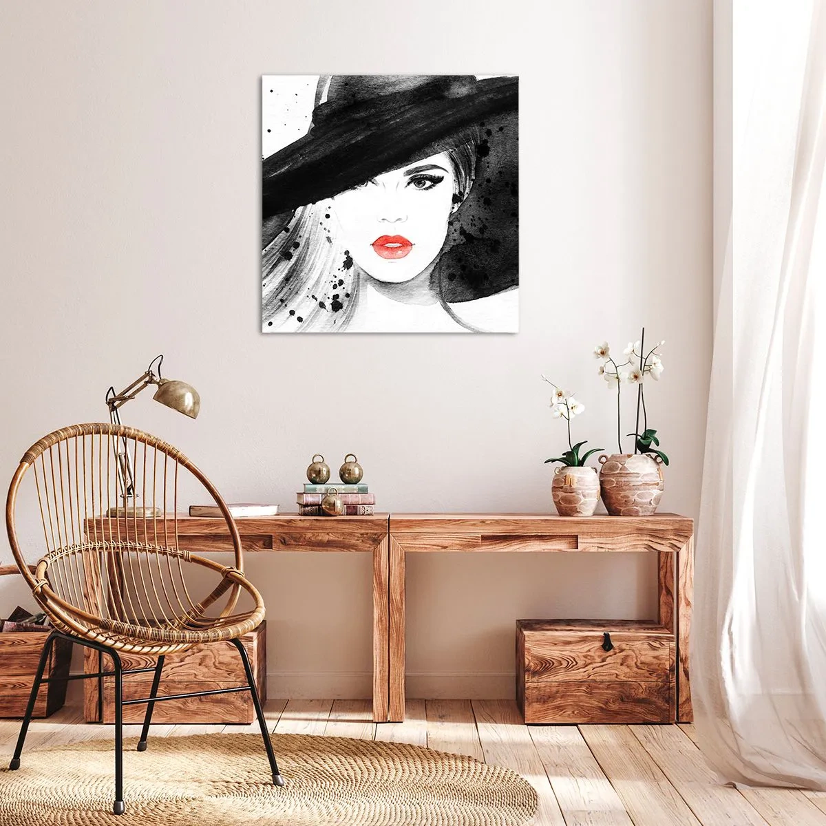 Impression sur toile - Image sur toile - Dame en noir - 30x30 cm