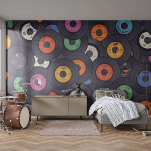 Papier Peint Autocollant Deluxe Sticker - Couleurs des classiques - Vinyle, Musique, Ancien - 150x105 cm