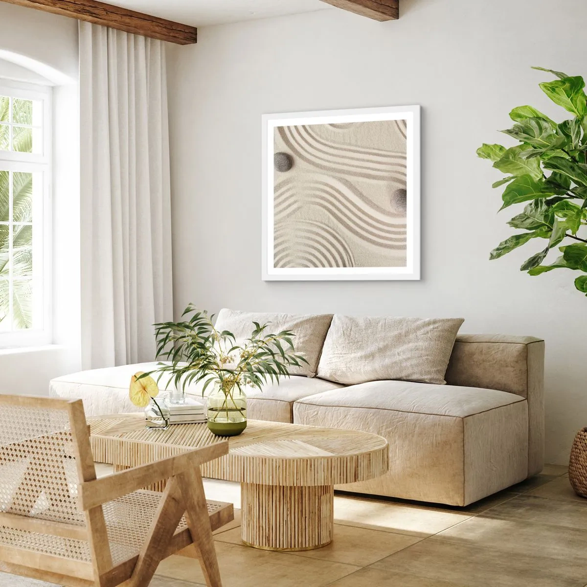 Affiche dans un cadre blanc - Poster - Touche de chaleur - 60x60 cm