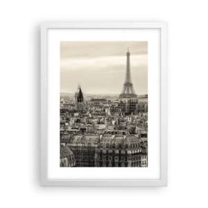 Affiche dans un cadre blanc - Poster - Sur les toits de Paris - 30x40 cm