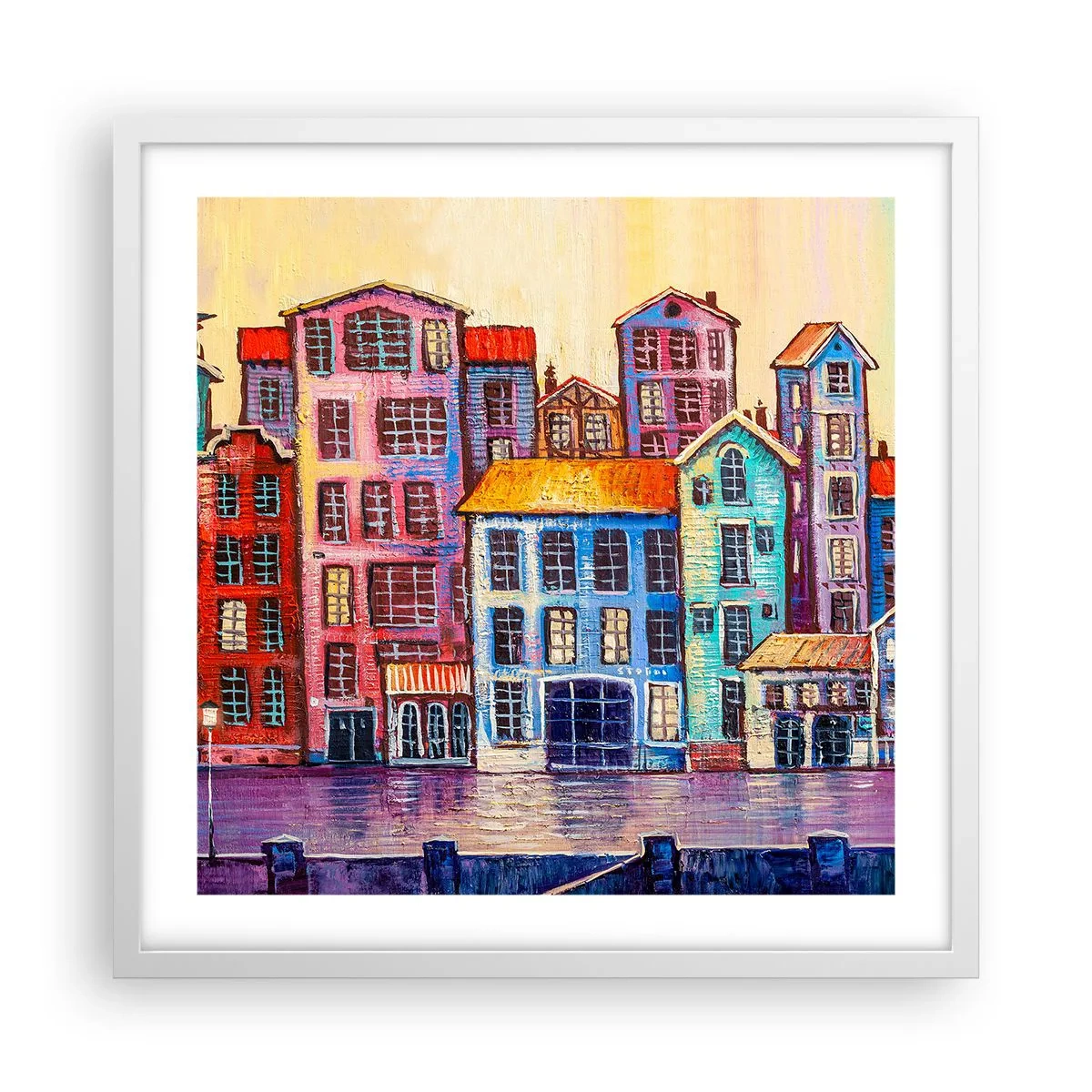 Affiche dans un cadre blanc - Poster - Une ville comme dans un conte de fées - 50x50 cm