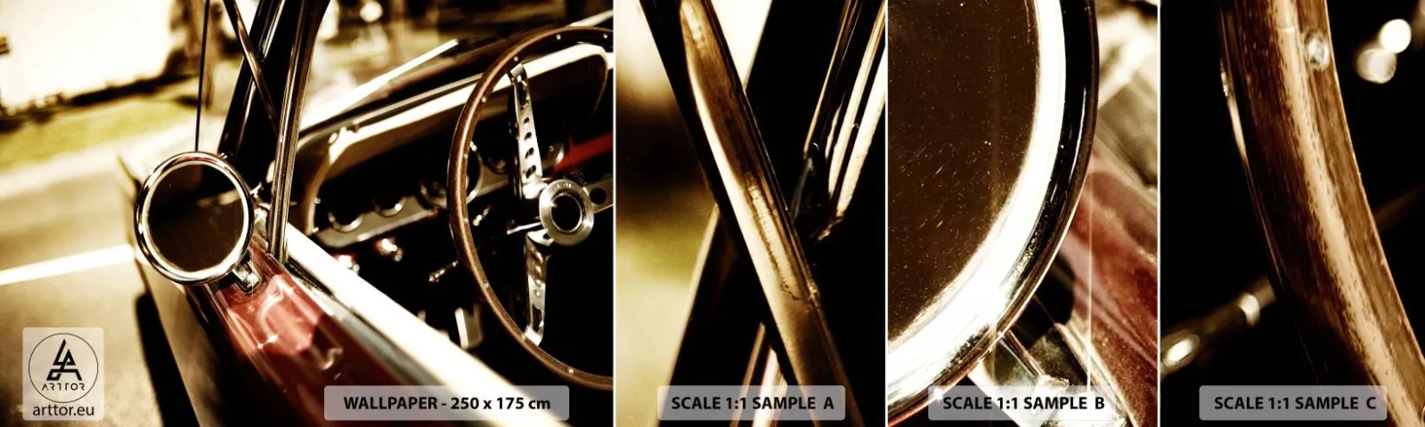 Échantillon de Papier Peint Autocollant Deluxe Sticker - Auto avec une âme - Voiture, Classique, Automobile - 100x30 cm