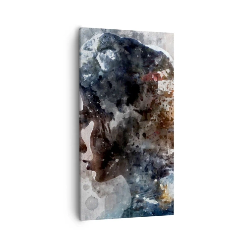 Impression sur toile - Image sur toile - L'histoire d'une fille avec une ville en arrière-plan - 55x100 cm