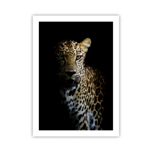 Affiche - Poster - Un léopard sur un fond sombre avec des détails de fourrure vifs. - 50x70cm - Beauté sombre - Décoration murale moderne pour le salon et la chambre ARTTOR