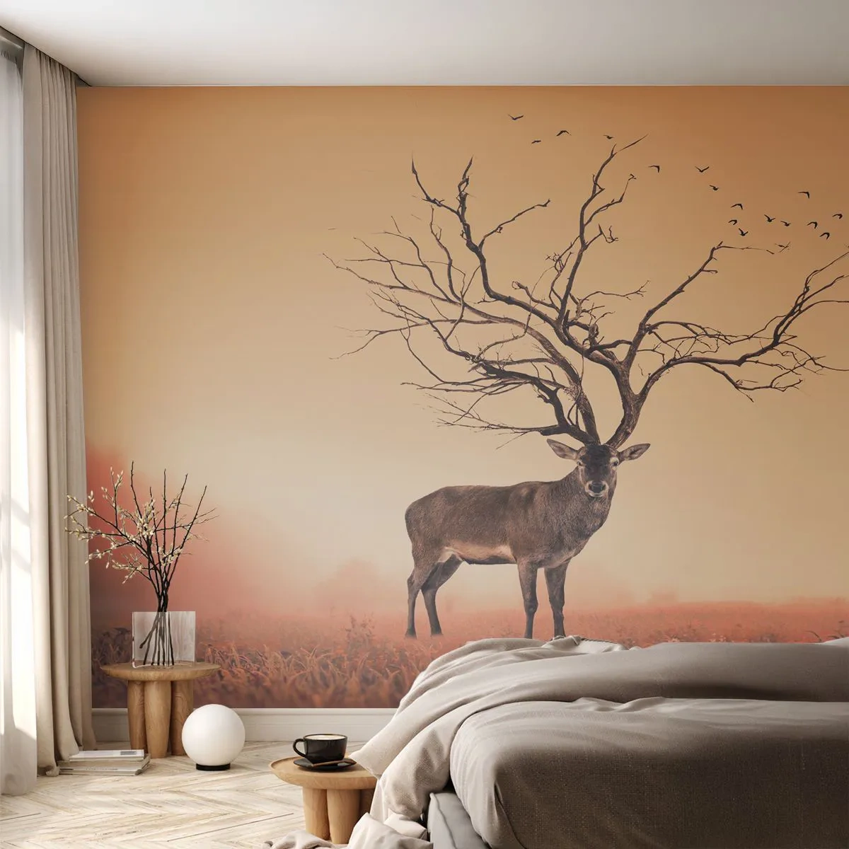 Papier Peint Autocollant Deluxe Sticker - Cerf de Pra - l'esprit éternel de la forêt - Abstraction, Cerf, Nature - 250x175 cm