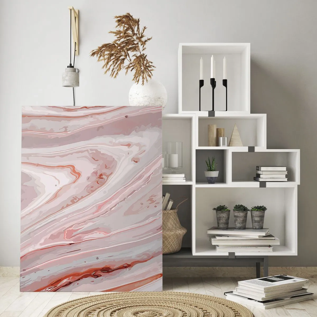 Impression sur verre - Image sur verre - Motif abstrait dans les tons de rose et de marron - 50x70cm - Rose liquide - Décoration murale moderne pour le salon et la chambre ARTTOR