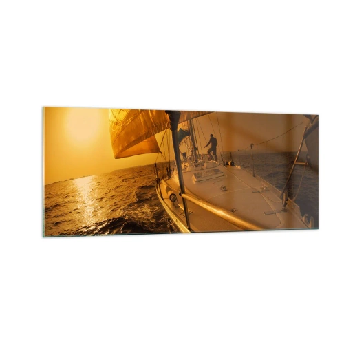 Impression sur verre - Image sur verre - Une soirée en por après une journée haute en couleurs - 100x40 cm
