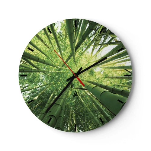 Horloge murale - Pendule murale - Une vue sur les pousses de bambou vertes dans la forêt - 30x30cm - Dans une bambouseraie - Décoration murale moderne pour le salon, la cuisine et la chambre ARTTOR