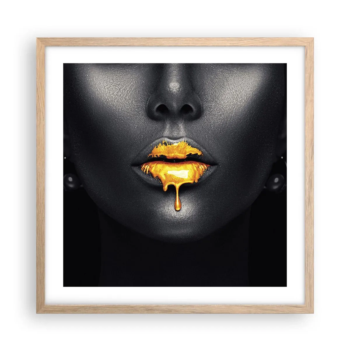 Affiche dans un chêne clair - Poster - Bouche d'or - 50x50 cm