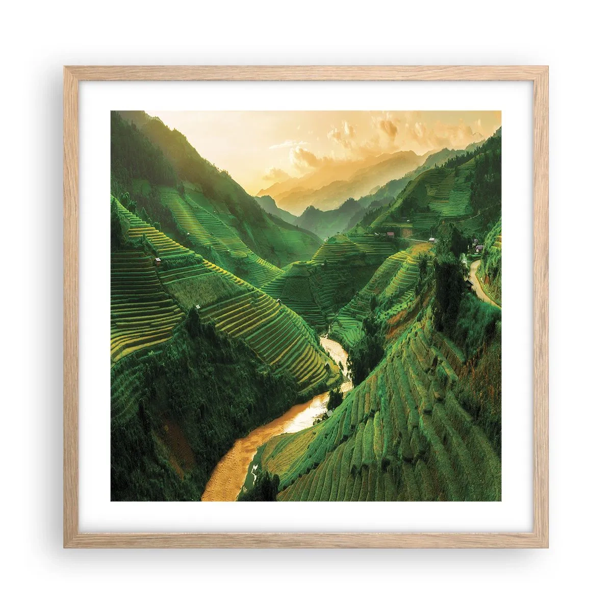 Affiche dans un chêne clair - Poster - Vallée vietnamienne - 50x50 cm
