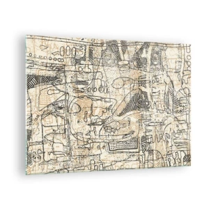 Impression sur verre - Image sur verre - Une structure abstraite complexe avec des motifs géométriques et esquissés. - 70x50cm - Il attend d'être décodé - Décoration murale moderne pour le salon et la chambre ARTTOR