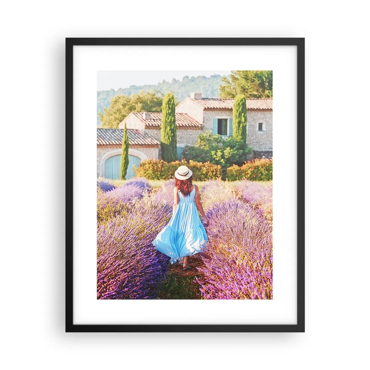 Affiche dans un cadre noir - Poster - Fille de la lavande - 40x50 cm