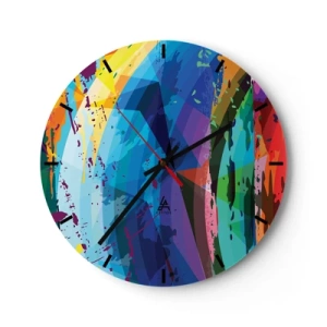 Horloge murale - Pendule murale - Motifs abstraits colorés aux couleurs intenses - 30x30cm - Vertiges colorés - Décoration murale moderne pour le salon, la cuisine et la chambre ARTTOR