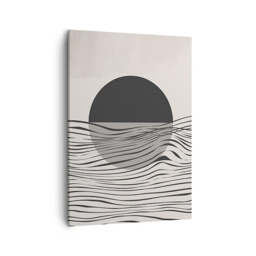 Impression sur toile - Image sur toile - Lignes abstraites et formes géométriques aux couleurs douces - 50x70cm - Demi composition - Décoration murale moderne pour le salon et la chambre ARTTOR