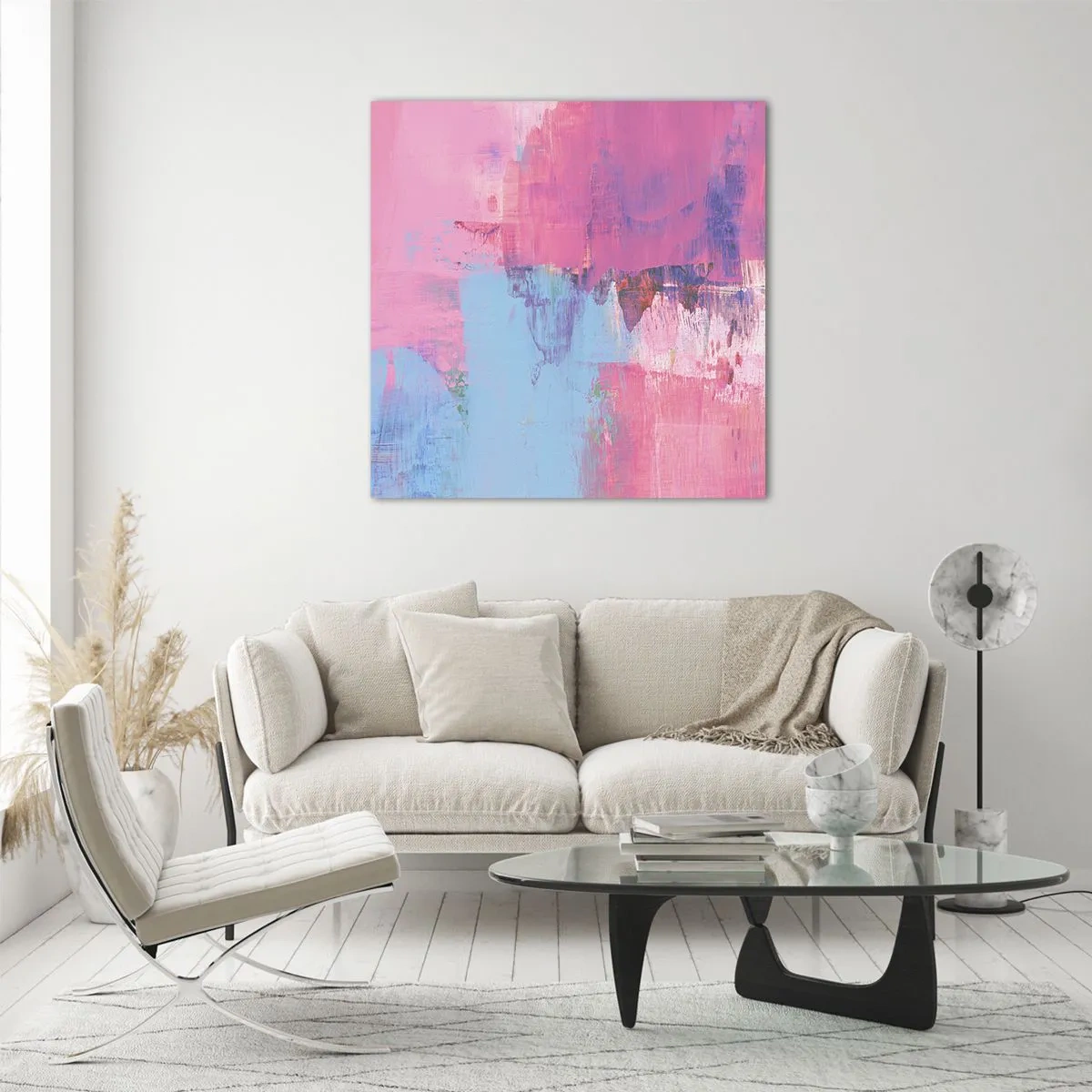 Impression sur verre - Image sur verre - Du rose, du bleu et une pincée de lumière - 40x40 cm