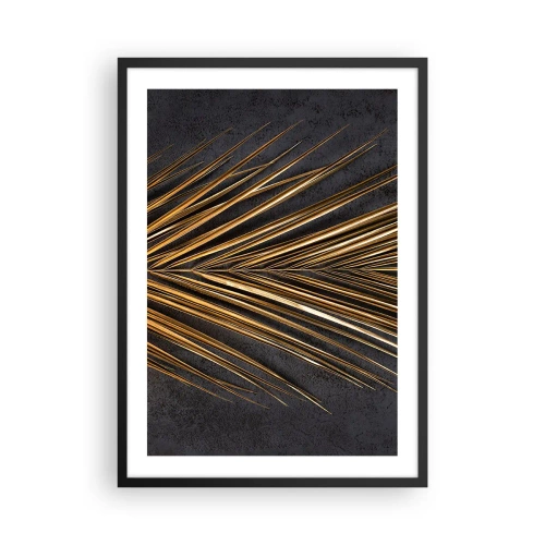 Affiche dans un cadre noir - Poster - Feuilles dorées sur fond sombre - 50x70cm - L'or des tropiques - Décoration murale moderne pour le salon et la chambre ARTTOR