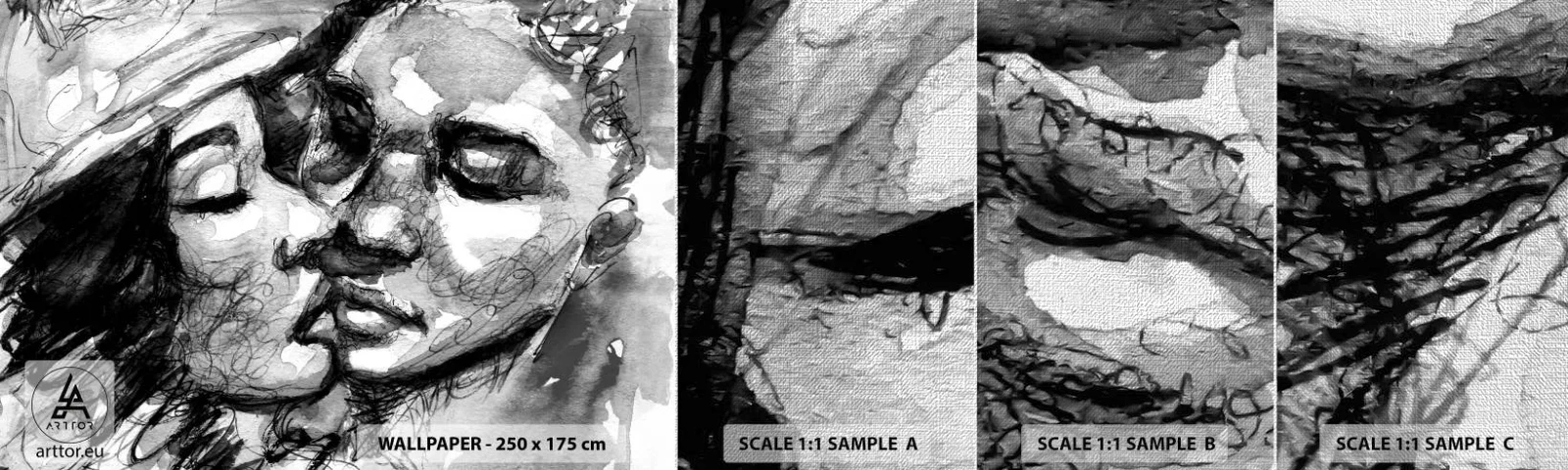 Échantillon de Papier Peint Premium Canvas - Un moment tendre - Bisous, Amour, Les amoureux - 100x30 cm