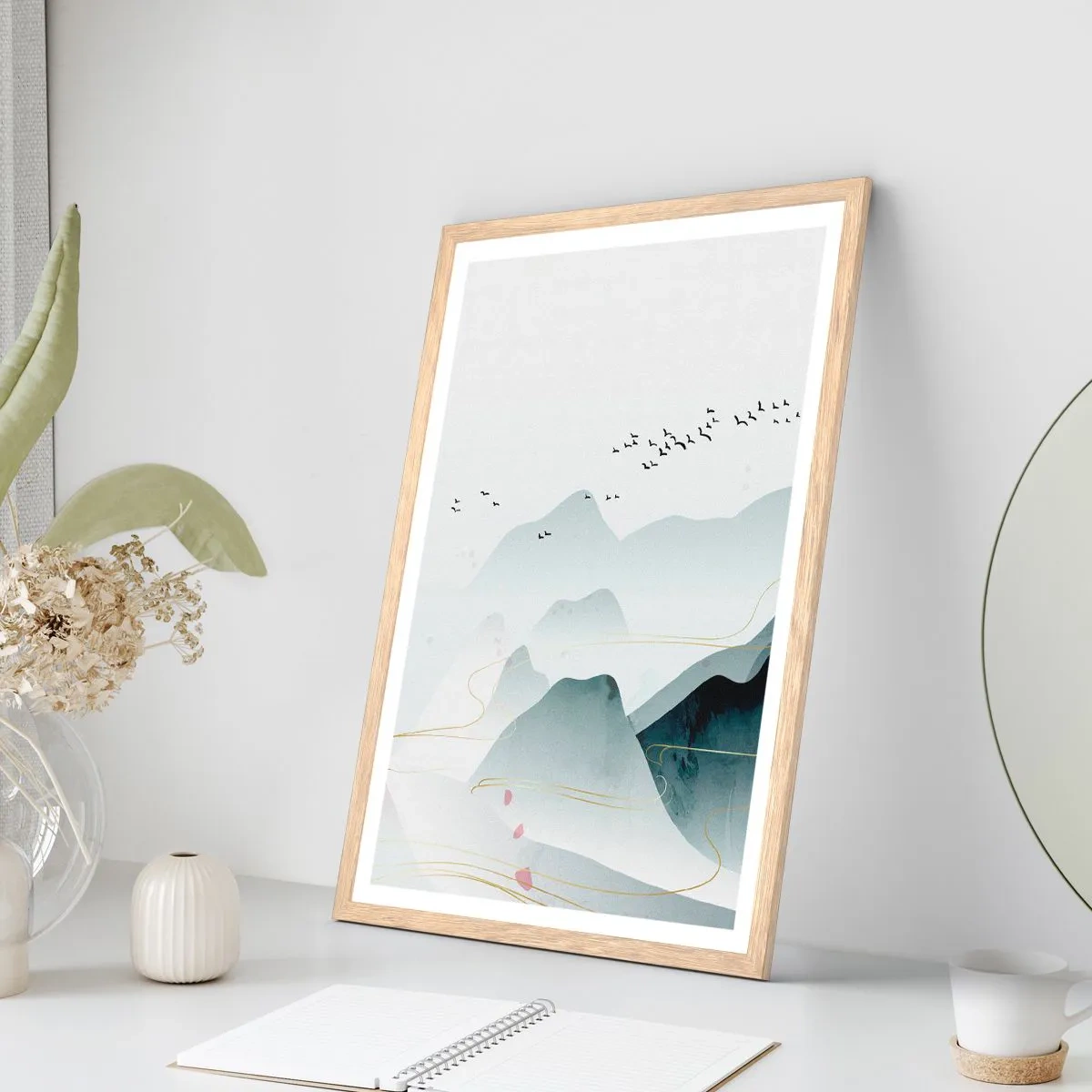 Affiche dans un chêne clair - Poster - Au-delà des sommets - 50x70 cm