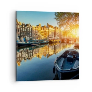 Impression sur toile - Image sur toile - Début de journée à Amsterdam - 70x70 cm