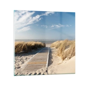 Impression sur verre - Image sur verre - Derrière la dune, dans le bruissement de l'herbe - 50x50 cm