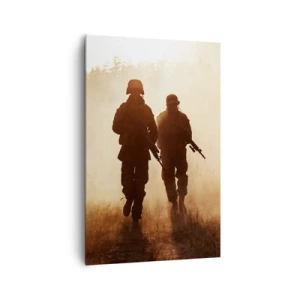 Impression sur toile - Image sur toile - Des soldats marchant dans le brouillard matinal sur fond de nature - 80x120cm - Call of Duty - Décoration murale moderne pour le salon et la chambre ARTTOR