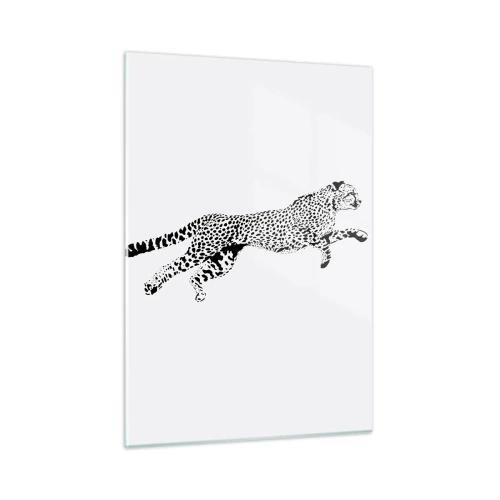 Impression sur verre - Image sur verre - Illustration d'un guépard sauteur - 50x70cm - Le plus rapide sur Terre - Décoration murale moderne pour le salon et la chambre ARTTOR
