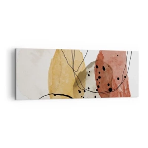 Impression sur toile - Image sur toile - Taches abstraites dans les tons beige, jaune et rouge - 140x50cm - Léger et transparent comme l'air - Décoration murale moderne pour le salon et la chambre ARTTOR