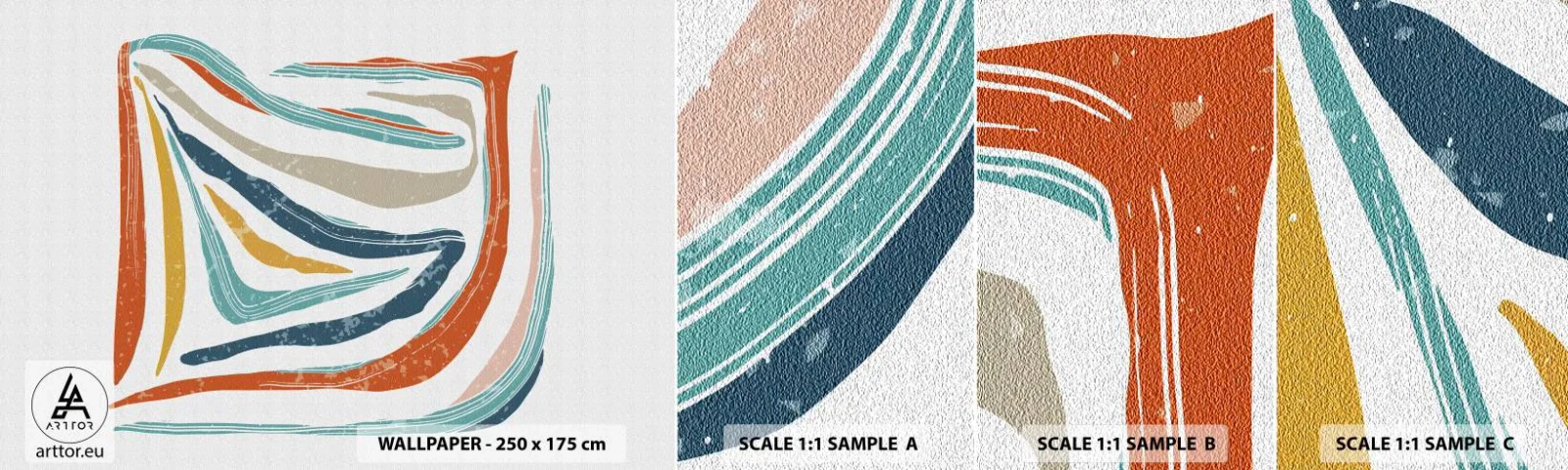 Échantillon De Papier Peint Standard Eco - Abstraction avec un sourire amical - Bohème, Morceau, Moderne - 100x30 cm