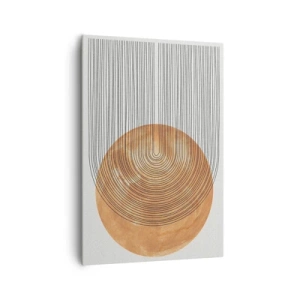 Impression sur toile - Image sur toile - Composition géométrique avec des cercles et des lignes aux couleurs chaudes. - 70x100cm - Composition solaire - Décoration murale moderne pour le salon et la chambre ARTTOR