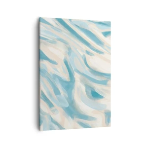 Impression sur toile - Image sur toile - Des stries bleues abstraites sur un fond clair - 50x70cm - Brise printanière - Décoration murale moderne pour le salon et la chambre ARTTOR