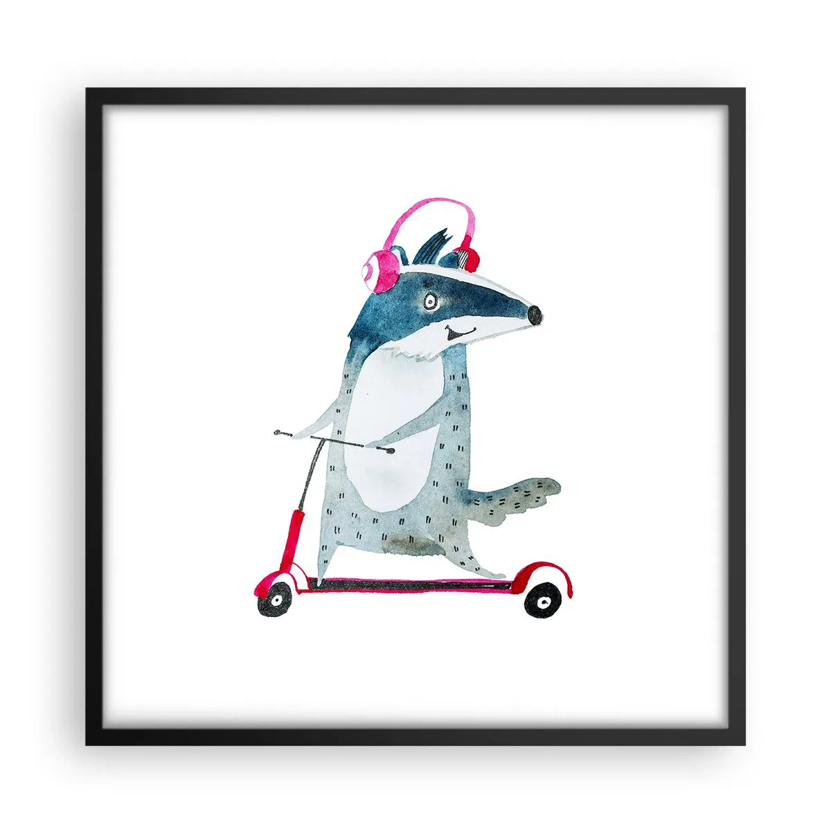 Affiche dans un cadre noir - Poster - La joie du blaireau - 50x50 cm