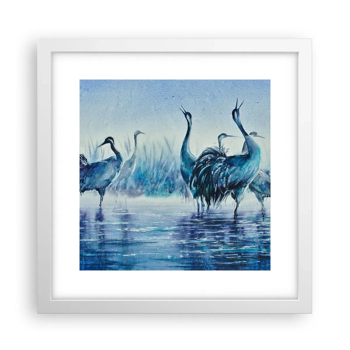 Affiche dans un cadre blanc - Poster - Réunion matinale - 30x30 cm