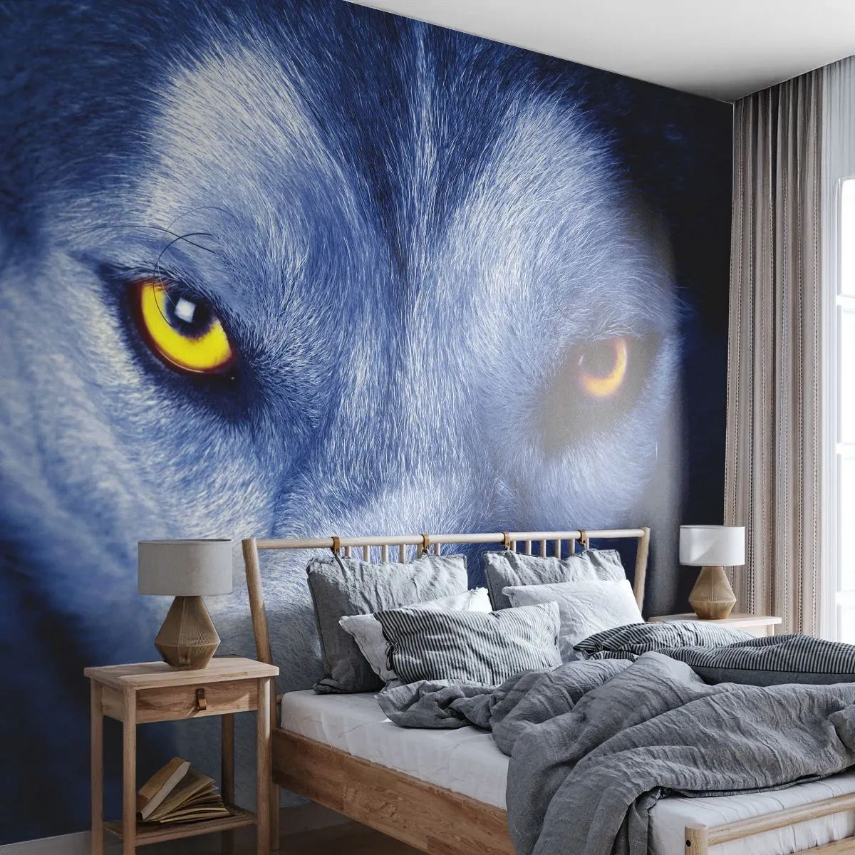 Papier Peint Autocollant Deluxe Sticker - Regars hypnotique - Animaux, Loup, Yeux - 250x175 cm