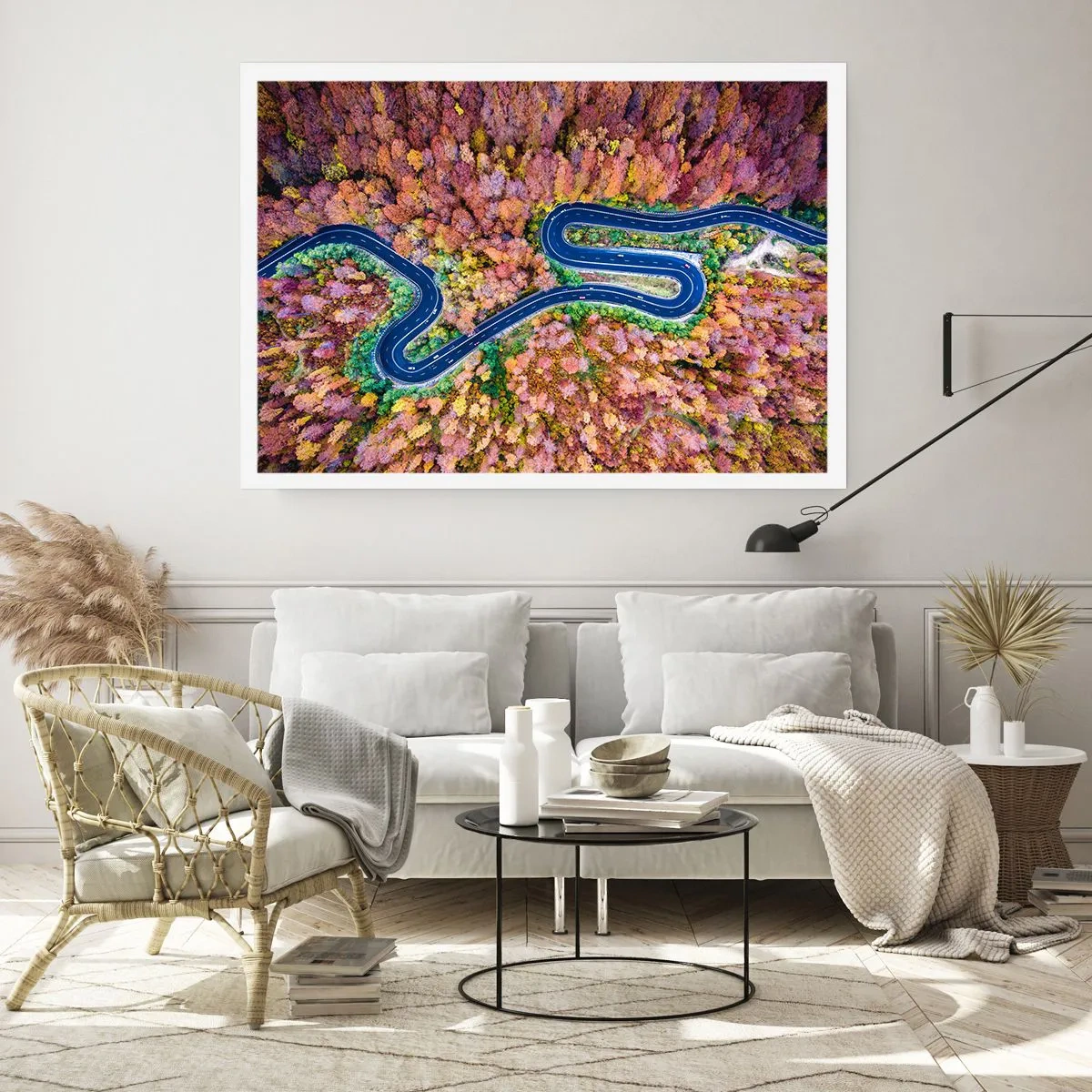 Affiche - Poster - Route sinueuse à travers la forêt - 50x40 cm