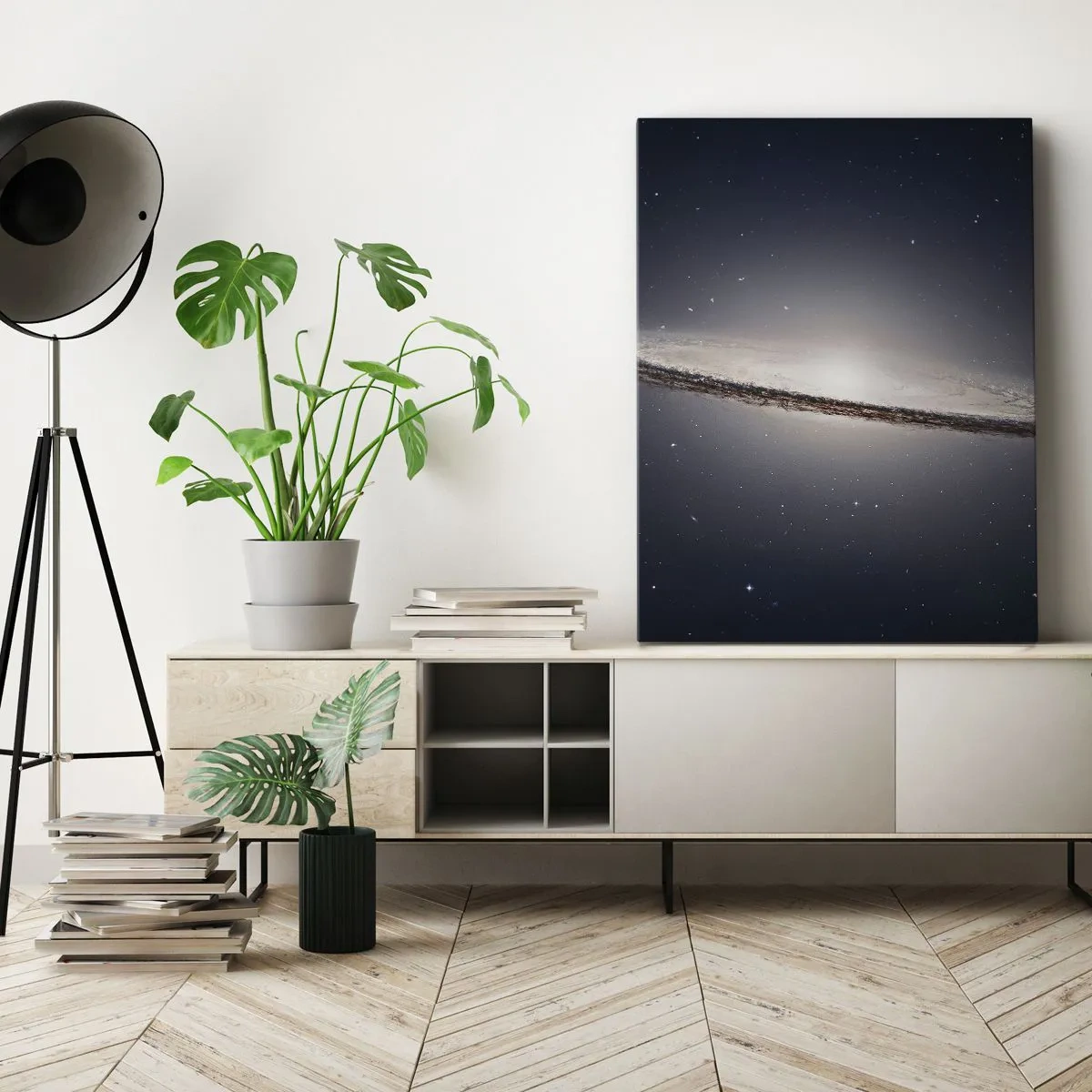 Impression sur toile - Image sur toile - Une galaxie spirale sur fond d'espace étoilé - 70x100cm - Il y a bien longtemps, dans une galaxie très lointaine… - Décoration murale moderne pour le salon et la chambre ARTTOR