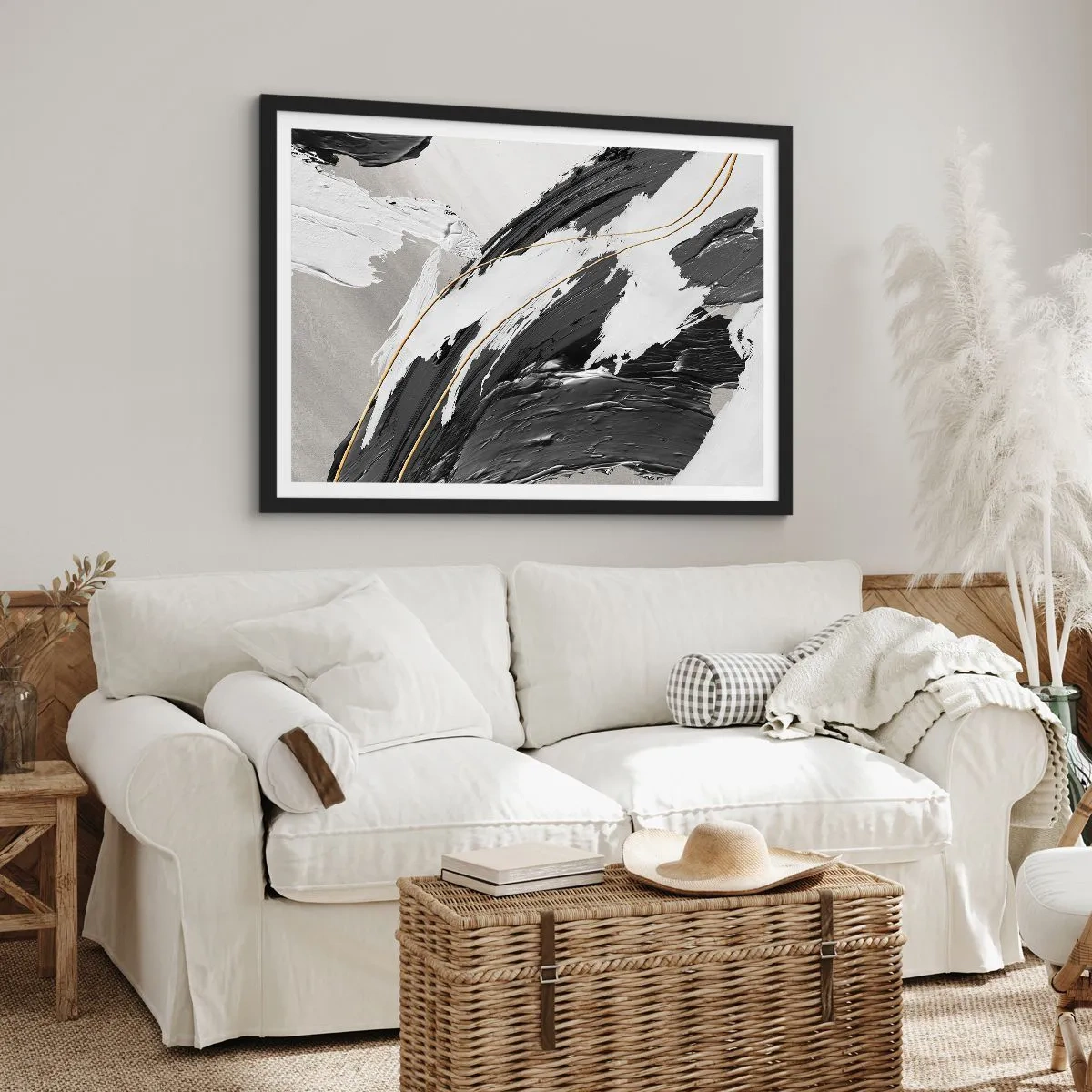 Affiche dans un cadre noir - Poster - L'abstraction à grande échelle - 50x40 cm