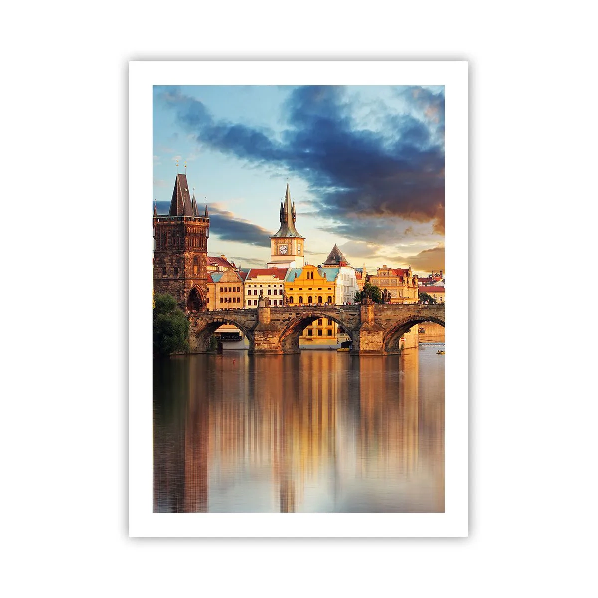 Affiche - Poster - Pont Charles à Prague au coucher du soleil - 50x70cm - Belle depuis des lustres - Décoration murale moderne pour le salon et la chambre ARTTOR
