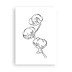 Affiche - Poster - Un croquis minimaliste d'une branche de coton - 50x70cm - Duvet de coton - Décoration murale moderne pour le salon et la chambre ARTTOR