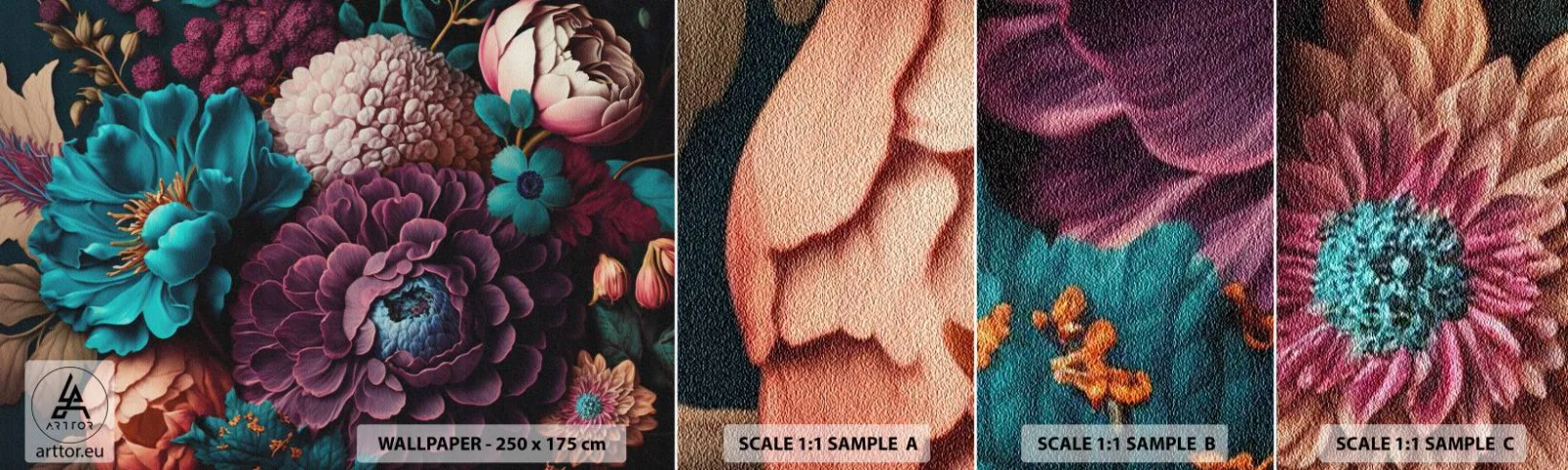 Échantillon de Papier Peint Autocollant Deluxe Sticker - La nature en abondance - Fleurs, Botanique, Ancien - 100x30 cm