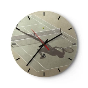 Horloge murale - Pendule murale - Une silhouette minimaliste d'un joueur de tennis sur le court - 30x30cm - Dépassement de soi - Décoration murale moderne pour le salon, la cuisine et la chambre ARTTOR